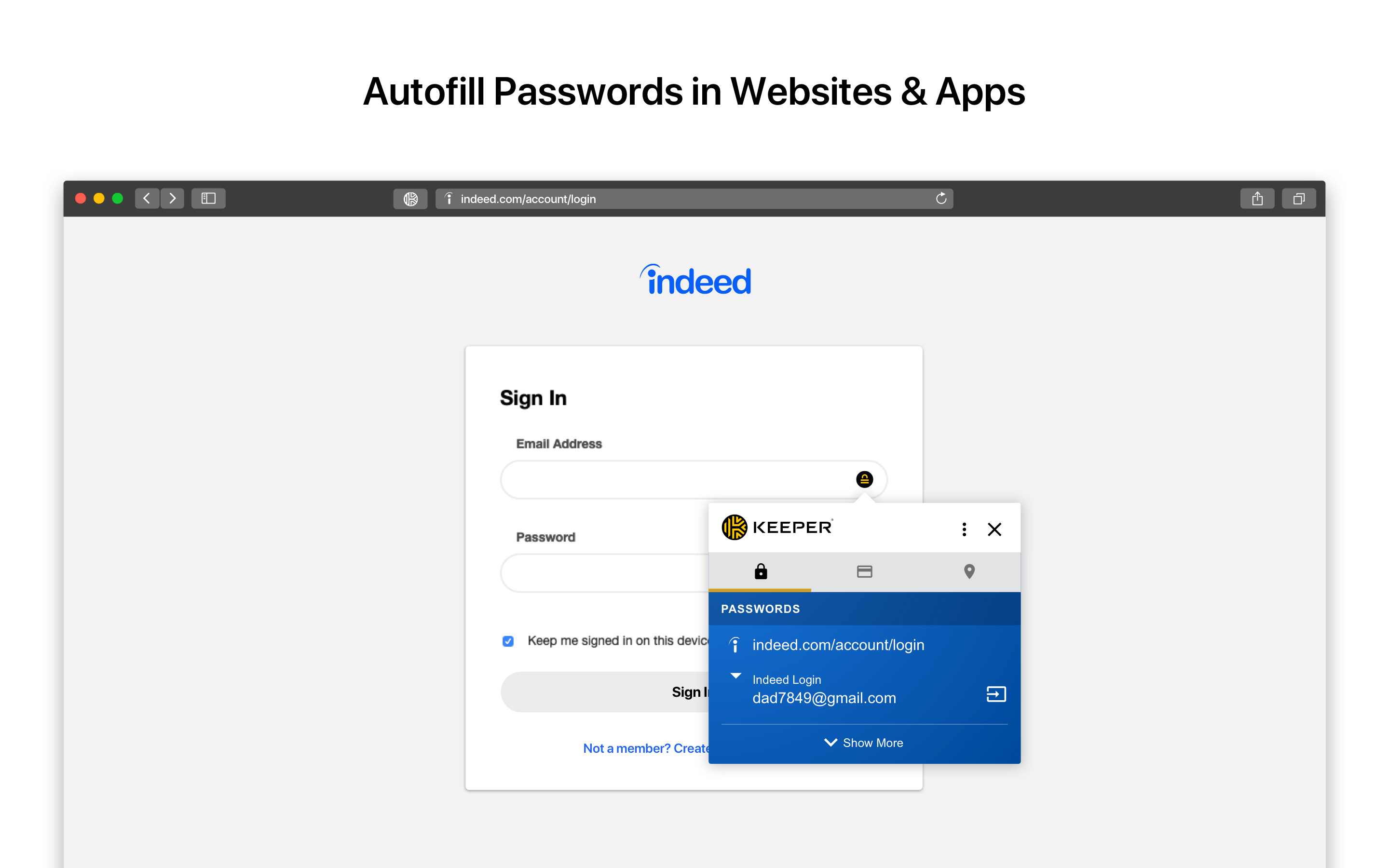 Autofill password in websites and apps