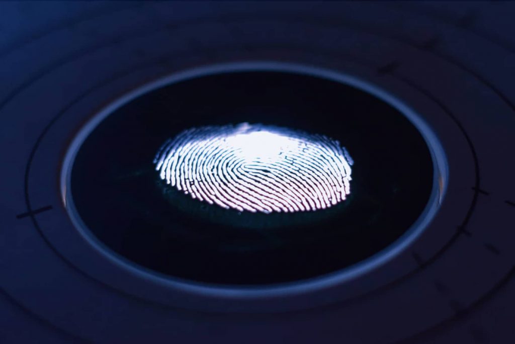 Fingerprint scanner with fingerprint pattern in the middle 